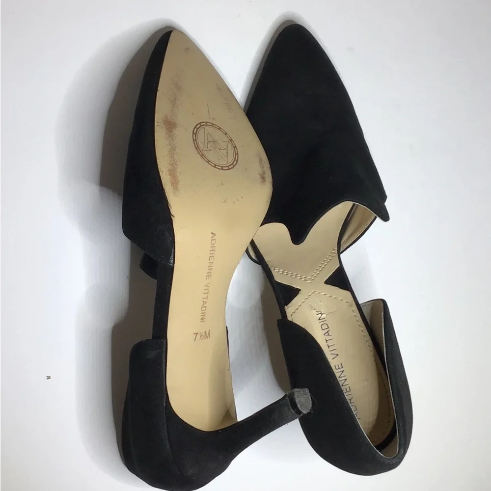 Adrienne Vittadini Nicolo Black Suede 4" D'Orsay Dress Heels - 7.5M - Picture 7 of 12